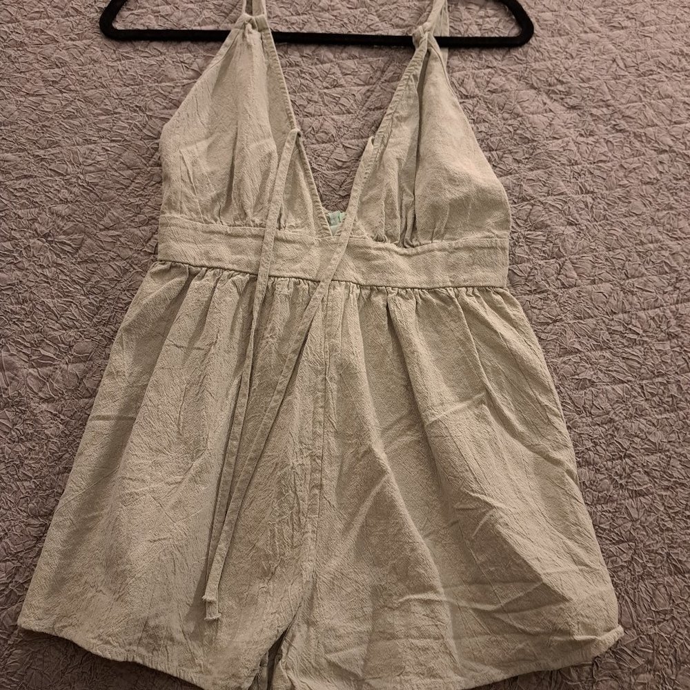 Light green plunge neck romper